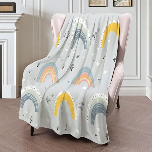 Mantas para Sofa Arco De Dibujos Animados, Manta Polar Ligero Estilo Escandinavo, Manta de Franela Cálida y Suave para Sofá Grande, Manta Cama, Colcha, Gris claro-220x240cm