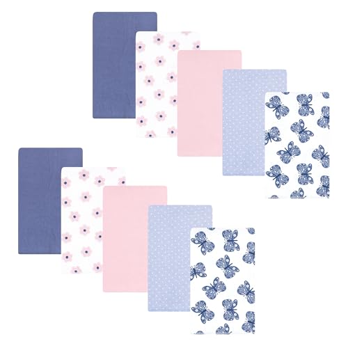 Image of Hudson Baby Unisex Baby Cotton Flannel Burp Cloths 10-Pack, Beautiful Butterfly, One Size