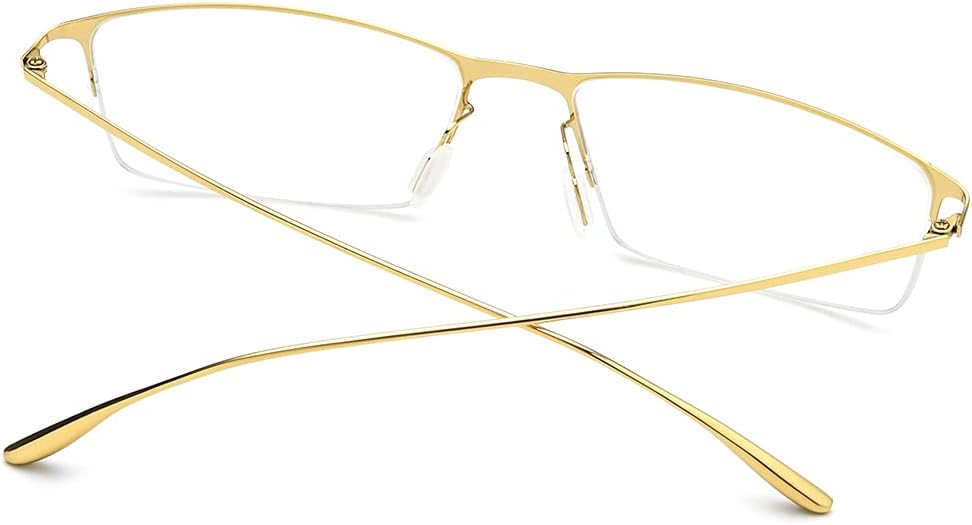 FONEX Metal Square Eyeglasses,Full Rim Lightweight Glasses Frame for Men 8105