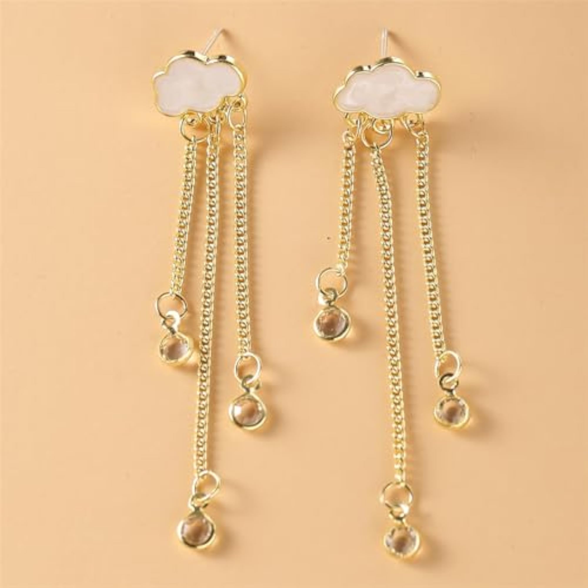 Women's Cloud Rain Crystal Tassel Earrings