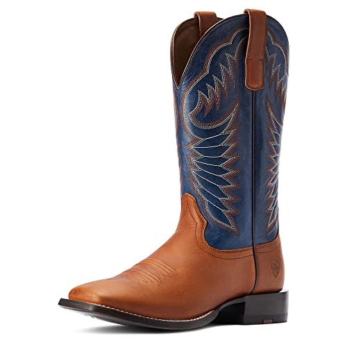 Ariat Mens Circuit Fargo Embroidered Square Toe Pull On Casual Boots Mid Calf - Blue, Brown