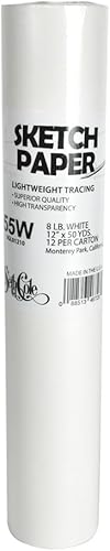 Papel de calco de bocetos blanco de 12 pulgadas x 50 yardas