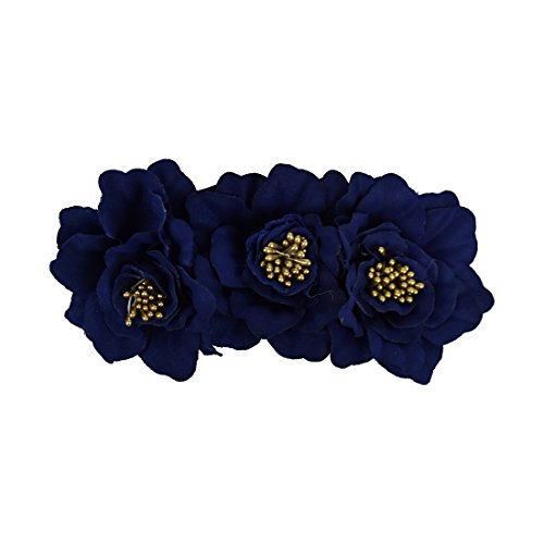 Motique Accessories Navy Blue Rose with Gold Stems Baby Headband