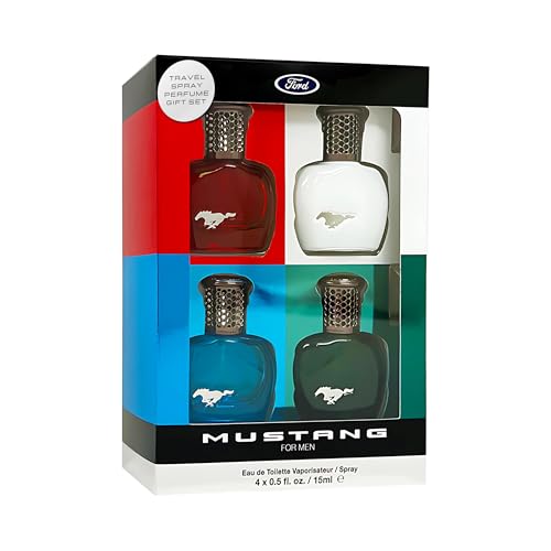 Mustang Perfume for Men Variety Gift Set Mini Travel Sprays EDT 0.51 Ounce