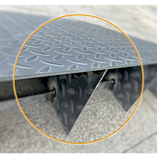 Rampas de carga en acero inoxidable XXIOJUN, rampas antideslizantes con escalones, para aceras, estacionamientos, fábricas, hoteles, automóviles, motocicletas, sillas de ruedas y vehículos pesados (Color: Plata, Tamaño: 60x30x10 cm) miniatura 4
