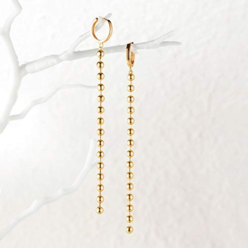 Gold Dainty Huggie Hoop Earrings 14K Gold Filled Simple Charm Evil Eye Earrings Open Drop Dangle Cross Coin Star Venice Snake Chain Hypoallergenic Tassel Earrings for Women 6