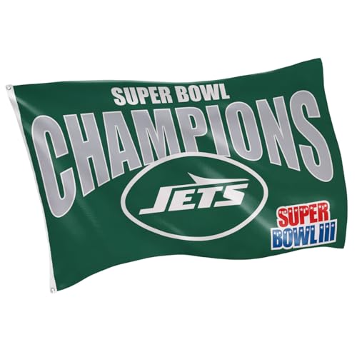 Team Sports America NFL New York Jets Multi-Win Superbowl Champions 3x5 Flag for Outside with Grommets | Outdoor & Indoor | Heavy Duty Flag & Banner | Works with Flag Pole for Outside House