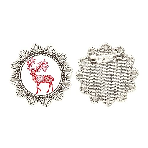 Broche de plata de ciervo con detalles en rojo elegancia artesanal para chaquetas medium