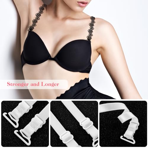 3 Pairs Women's Bra Straps Replacement Elastic Bra Shoulder Straps Non-Slip Lingerie Straps for Women Girls Tops Dress (Flower Lace)3
