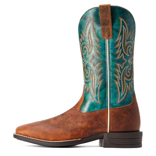 Ariat Mens Wild Thang Embroidered Square Toe Pull On Casual Boots Mid Calf - Brown, Green2