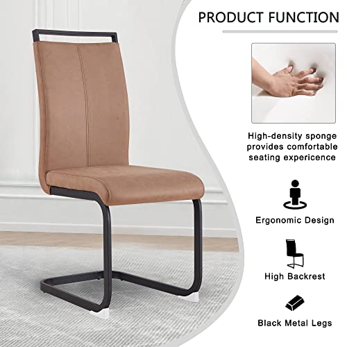 Image of Baysitone Modern Dining Chairs Set of 4, Side & Kitchen Chairs with Leathaire Padded Seat High Back, for Dining, Kitchen & Living Room - Brown