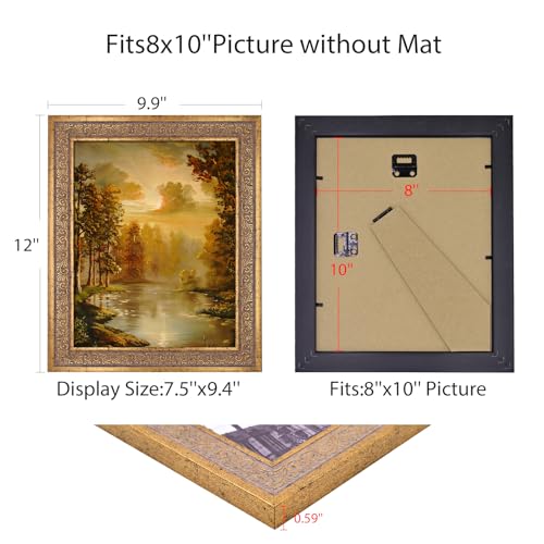 Image of 8x10 Vintage Picture Frames, Antique Frames,Ornate Picture Frames for Wall Decor,4 Pack Gold Frames,Distressed Gold