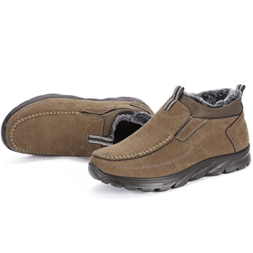 Image of COSIDRAM Men Shoes Winter Snow Boots Cotton-Padded Slip on Casual Warm Walking Sneakers Waterproof House Shoes