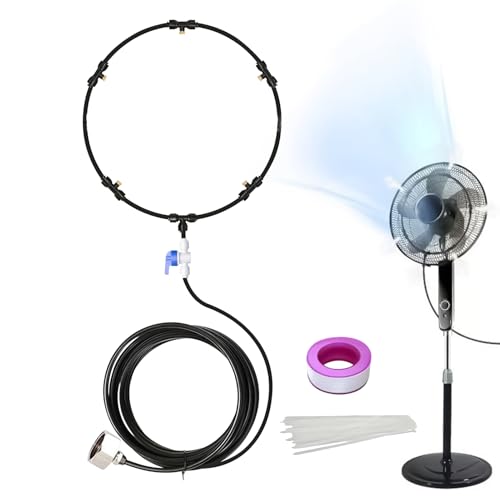 Genérico Kit de Ventilador con Nebulizador | Refrigeración Exterior con Nebulizadores,Difusor de Agua Multiboquilla con Cobertura Amplia para Jardín Terraza Barbacoa Porche