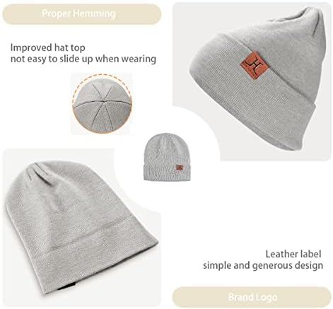 Hat Scarf Gloves Set Unisex Soft Wool with Long Scarf Shawl Double-Layers Beanie Touchscreen Gloves for Women and Men