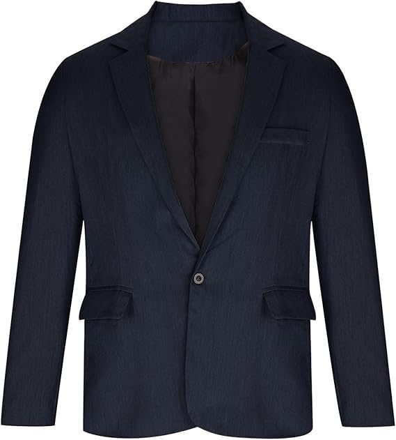 Blazer casual de ajuste regular para hombre, chaqueta ligera de color sólido, manga larga con bolsillo, chaqueta de vestir casual de negocios con botón de cuello de solapa