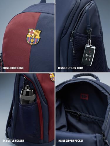 Image of The Souled Store FCB Legacy Backpack - Official FC Barcelona Red & Blue 24L Laptop & College Bag, Travel Daypack for Men & Women