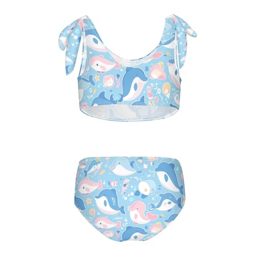 Flock Dolphins Sea Marine Pattern Girls' Two Piece Kids Bikini Set Beach Swimsuits Swimwear Adjustable Strap2