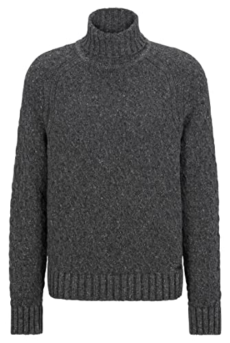 HUGO Hommes Steed Pull à col roulé en Laine mélangée avec Badge Logo