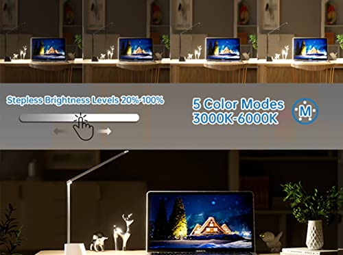 Ambertronix Rechargeable Cordless Led Desk Lamp, 5 Brightness & 5 Lighting Modes, Usb Charging Port, Portable, Dimmable, Touch Control, Auto Timer (White) #TOP5
