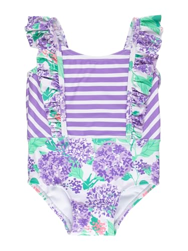 Image of RuffleButts Girls UPF50+ Sun Protection Sleeveless Pinafore One Piece Swimsuit