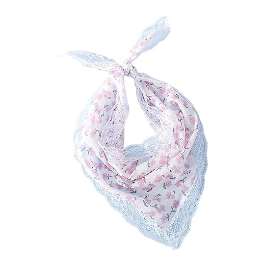 NUEAYMS Bandana de renda Sweet Girls lenço de cabelo transparente amarração nas faixa de cabeça padrão de flor turbante respirável para meninas adereços de fotos