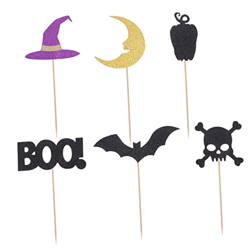Gadpiparty 12 Pçs Decorativos Padrão De Halloween Elementos De Sobremesa Picaretas De Frutas Toppers