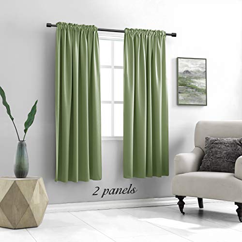 Image of DONREN 72 Inches Long Sage Green Blackout Curtains for Bedroom - Thermal Insulated Room Darkening Rod Pocket Curtain Panels (42 W x 72 L,2 Panels)