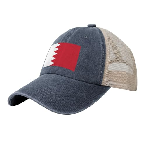 Casquette Trucker pour Homme et Femme Drapeau De Bahreïn - Casquette de Baseball à Mesh Respirant Fierté Nationale Chapeaux Vintage Délavé pour Loisirs, Sport et Plein Air