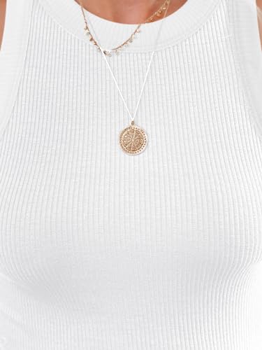 Image of siliteelon Womens Colorblock Racerback Crew Neck Casual Basic Ribbed Fitted Tank Top Sleeveless Camis
