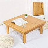 SH-tables Folding Japanese-Style Square Bamboo Table, Computer Desk, Low Multi-Function Small Dining Table, Various Sizes (80x80x47cm)