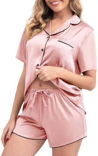 Women's Pajamas Set Sleepwear with Short Sleeve Top &amp; Elastic Waist Shorts