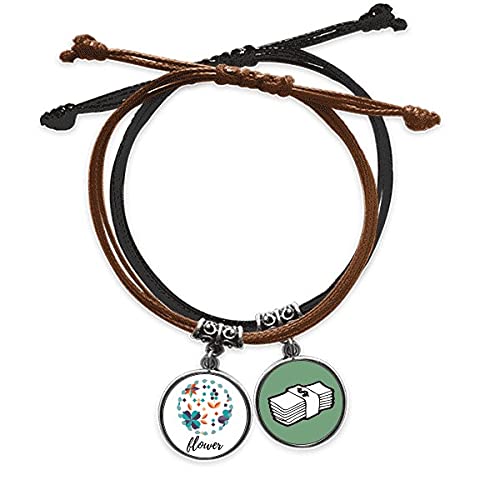 Pulsera cuero dinero flor planta, cadena de mano ajustable unisex