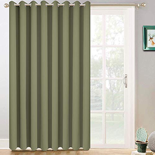 Yakamok Wide Blackout Patio Door Curtain, Insulated, Room Divider Curtain, Vertical Blinds for Patio Door with Grommet Top, Sage, 100x84 inches, 1 Panel