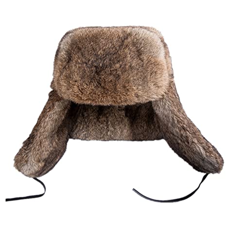 Trapper Hat Winter Russian Ushanka Hat Men Women With Faux Rabbit Fur Aviator Earflap Hat Bomber Windproof For Hunting Skiing #TOP1