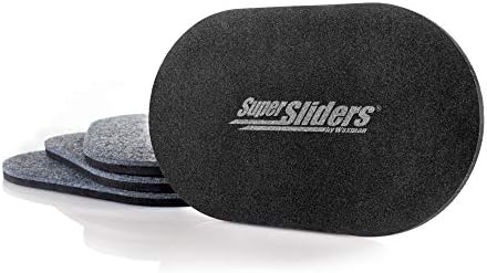 Super Sliders 5 3/4" x 9 1/2" Oval Reusable Furniture for Hard Surfaces - Effortless Moving and Surface Protection, Gray (4 Pack)