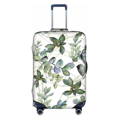 Housse de valise lavable et extensible avec motif eucalyptus vert taille S