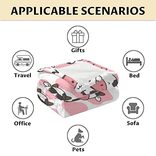 Cow Blanket Gifts - 50"x60" Cute Throw for Women, Girls - Pink Soft Fuzzy Blankets for Bed, Couch & Living Room