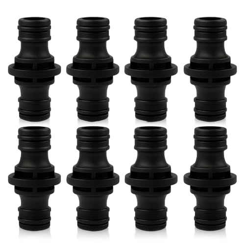 Tuwonwa 8 PCS Conector de Manguera Doble de 1/2 Pulgadas, Acoplamiento para Manguera Agua, Empalme Rápido para Riego De Jardín,Extensión De Conexión, Acoplamiento Bilateral (Negro)