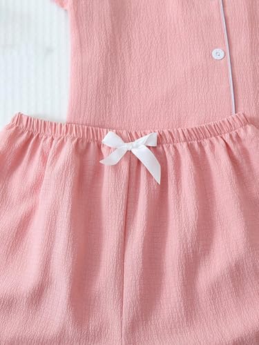 Image of Verdusa Pajamas For Women Set 2 Piece Summer Pajama Sets Cute Pjs Lounge Matching Button Shirt with Shorts