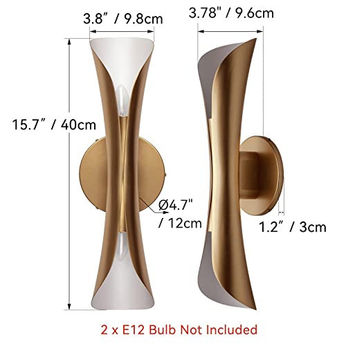 Tubicen Decorative Wall Sconce, 2-Light Dimmable Up Down Wall Light, Indoor Gold Art Deco Wall Lights Fixture For Living Room, Bedroom, Home Theater Sconces Wall Lighting (Bulb Excluded) #TOP3