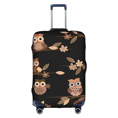 Housse valise voyage polyester lavable grand format motif chouette
