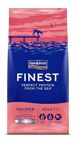 Fish4Dogs Finest Salmon and Potato Dog Food | Natural Hypoallergenic Dog Food | Great for Healthy Skin and Coat | Rich in Omega 3 6 and 9 (Large Kibble - 6kg)