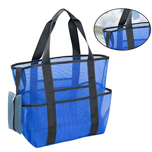 NICEXMAS Bolsa de Praia de Malha Com Bolsos Sacola Grande para Brinquedos de Praia Bolsa Leve para V