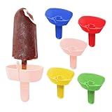 Eis am Stiel Halter 5 Stücke Tropffreier Eis am Stiel-Halter Wiederverwendbar BPA-Frei Eishalterung Kinder Eisstielhalter mit Strohhalm, für Erwachsene, Kinder und Kleinkinder (5 Farben)