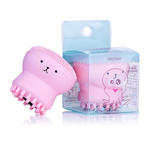 NaiCasy - Cepillo de Limpieza de Silicona para masajes exfoliantes, Cepillo Facial de Silicona Octopus para niñas, Cepillo de Limpieza de poros Profundo, para Todo Tipo de Piel, Color Rosa, 1 Unidad