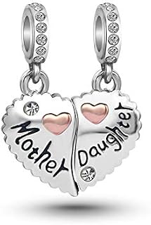 KunBead Jewelry Mother Daughter Dangle Birthday Charms Compatible with Pandora Bracelets Necklaces Mothers Day Gifts for Mum from Daughter