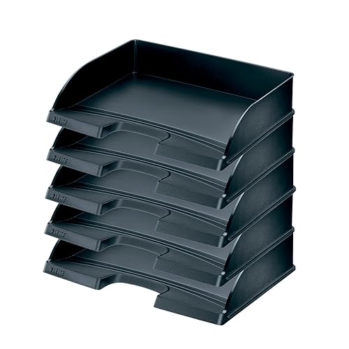Corbeilles à courrier horizontales Leitz Plus 52180095 noir bac de rangement bureau empilable A4
