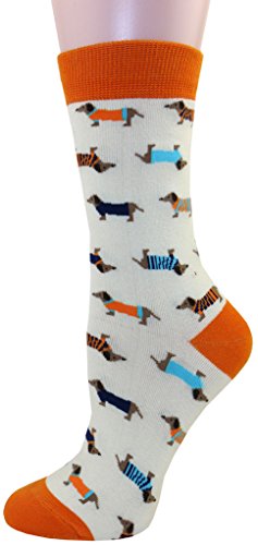 Carahere® Women's Cotton Animal Print Patterned Soft Fun Crew Socks 2 Pairs Dog Patterned #TOP1