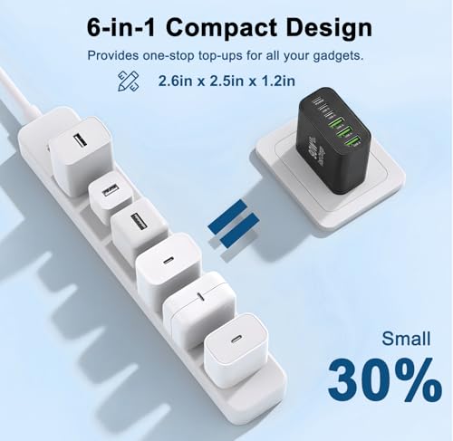 Image of 90W GaN USB C Charger Block [3 Pack],6-Port USB C Wall Charger Fast Charging 45W PD Power Adapter for MacBook Air /iPad Pro /iPhone 17Pro Max /Samsung Galaxy S24 Ultra /Tabs for Home Travel
